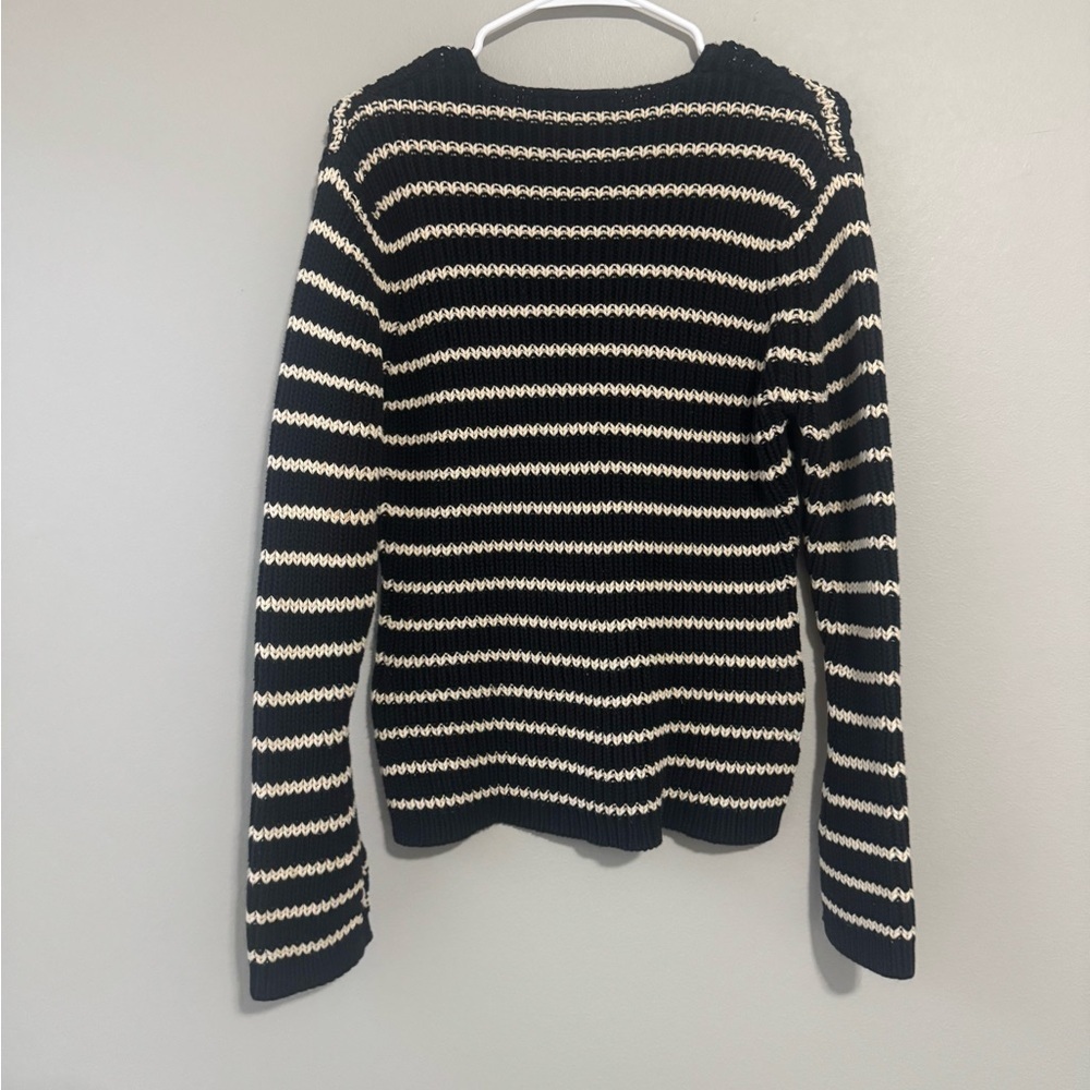 Vintage Striped Black and Cream Sweater 100% cotton size XL - Picture 3 of 9